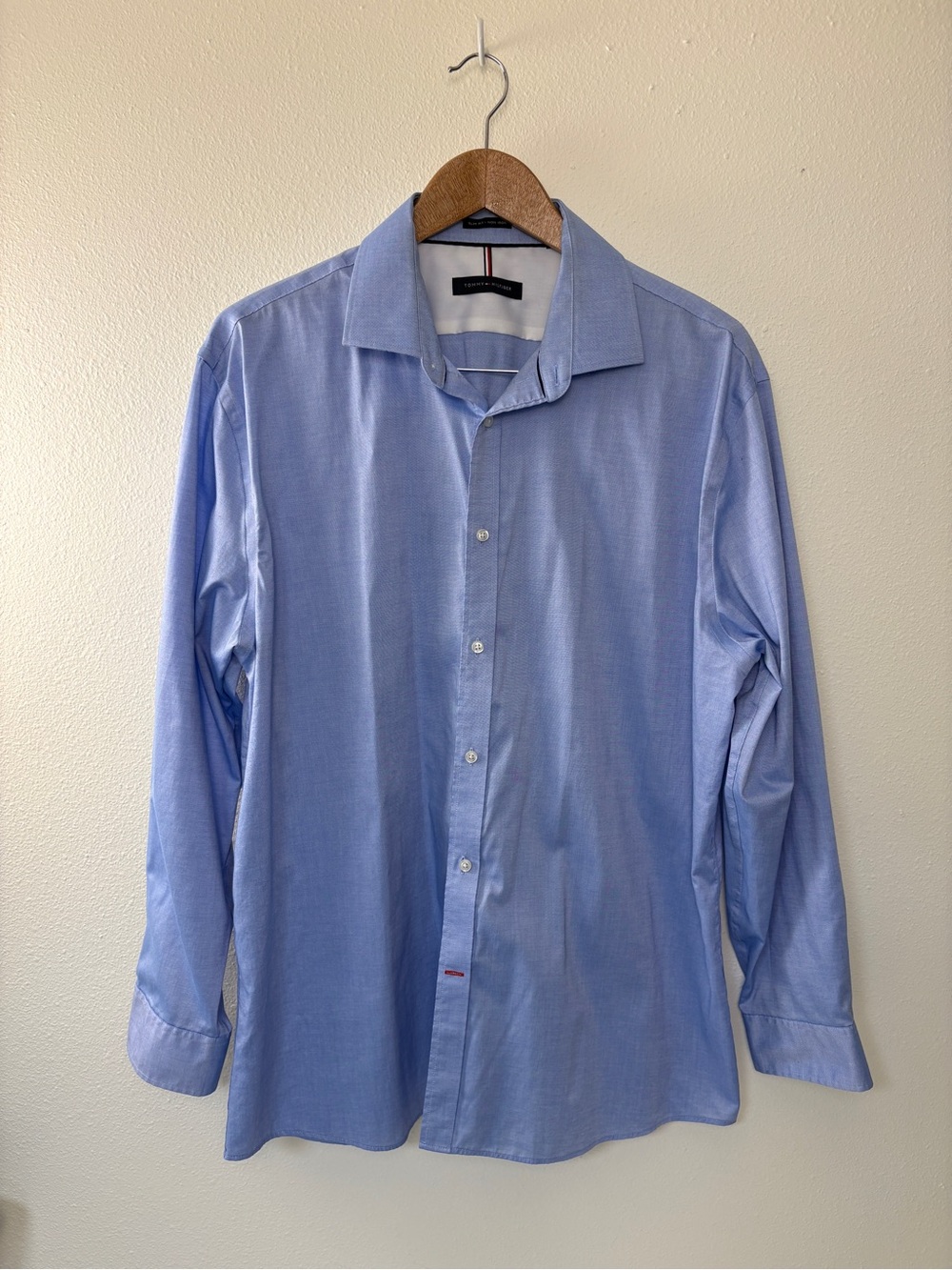 Tommy Hilfiger Women Light Blue Button-Down Casual Layering Lightweight Oversize